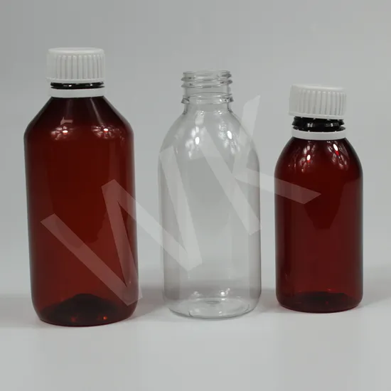 不正開封防止キャップ付きプラスチック楕円形液体薬ボトルドリンク咳シロップボトル